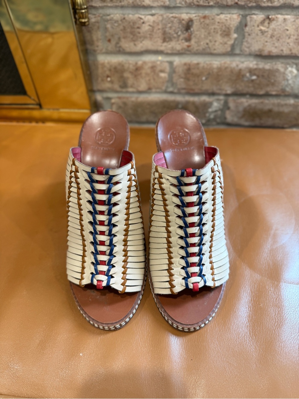 Tory Burch Woven Cream High-Heel Mule - Women's boho/aztec Dress Shoe - Picture 4 of 7